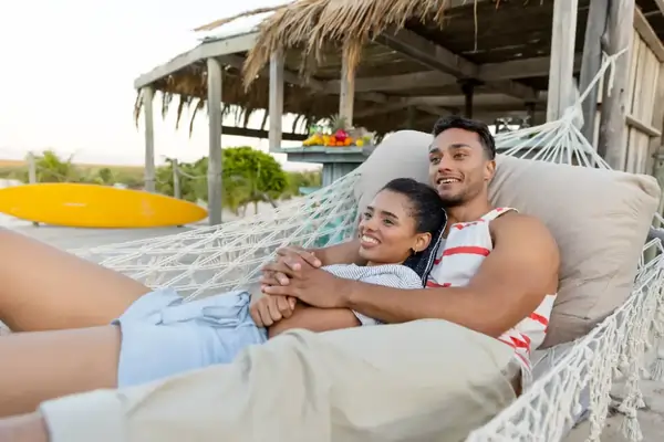smiling biracial couple